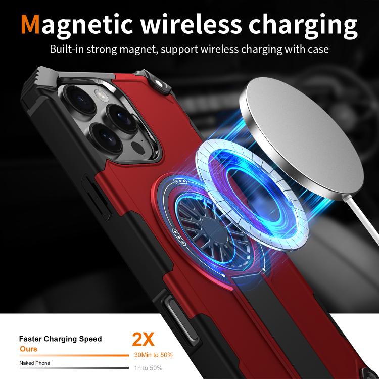 Shockproof Kickstand Metallic Shaft MagSafe Phone Case, For iPhone 16 Pro Max, For iPhone 16 Plus, For iPhone 16