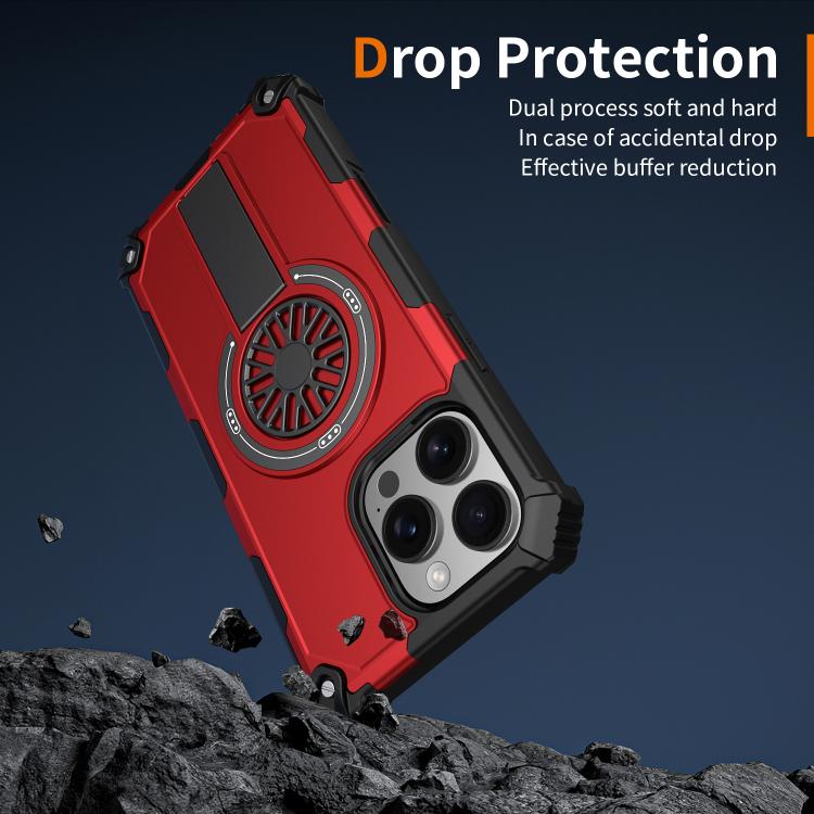 Shockproof Kickstand Metallic Shaft MagSafe Phone Case, For iPhone 16 Pro Max, For iPhone 16 Plus, For iPhone 16