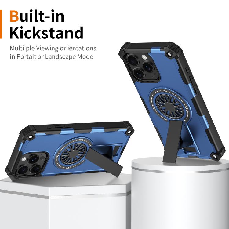Shockproof Kickstand Metallic Shaft MagSafe Phone Case, For iPhone 17 Pro Max, For iPhone 17 Pro, For iPhone 17
