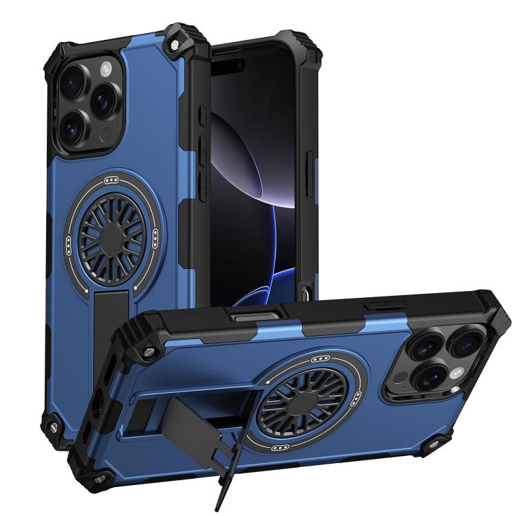 Shockproof Kickstand Metallic Shaft MagSafe Phone Case, For iPhone 16 Pro Max, For iPhone 16 Plus, For iPhone 16