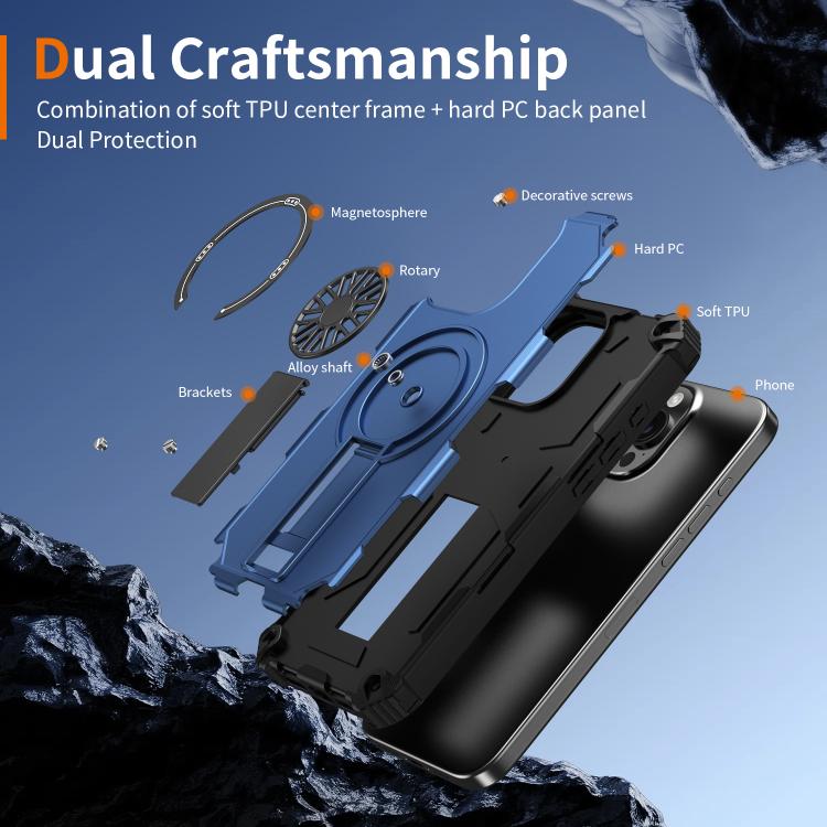 Shockproof Kickstand Metallic Shaft MagSafe Phone Case, For iPhone 17 Pro Max, For iPhone 17 Pro, For iPhone 17