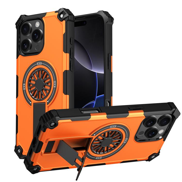 Shockproof Kickstand Metallic Shaft MagSafe Phone Case, For iPhone 16 Pro Max, For iPhone 16 Plus, For iPhone 16