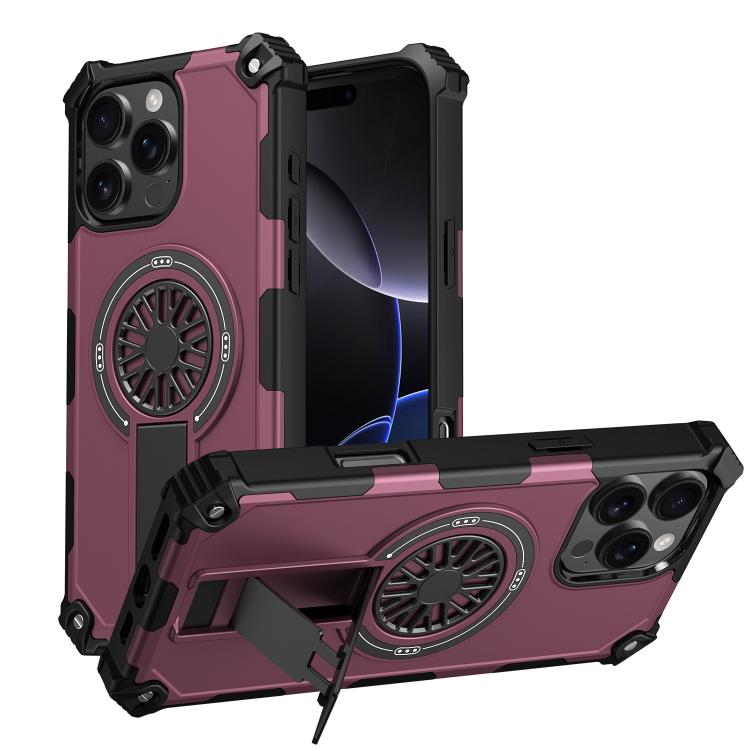 Shockproof Kickstand Metallic Shaft MagSafe Phone Case, For iPhone 16 Pro Max, For iPhone 16 Plus, For iPhone 16