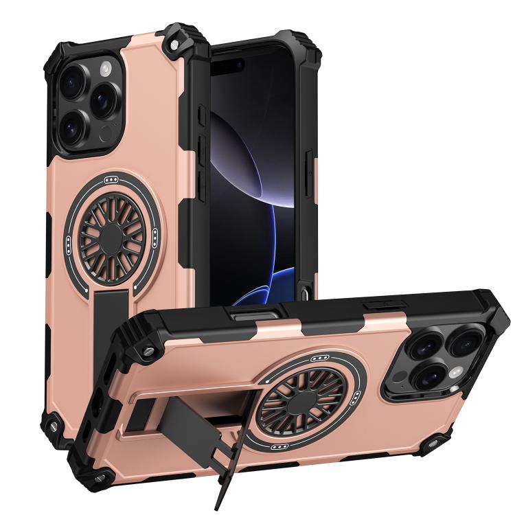 Shockproof Kickstand Metallic Shaft MagSafe Phone Case, For iPhone 16 Pro Max, For iPhone 16 Plus, For iPhone 16