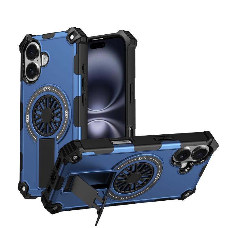 Shockproof Kickstand Metallic Shaft MagSafe Phone Case, For iPhone 16 Pro Max, For iPhone 16 Plus, For iPhone 16