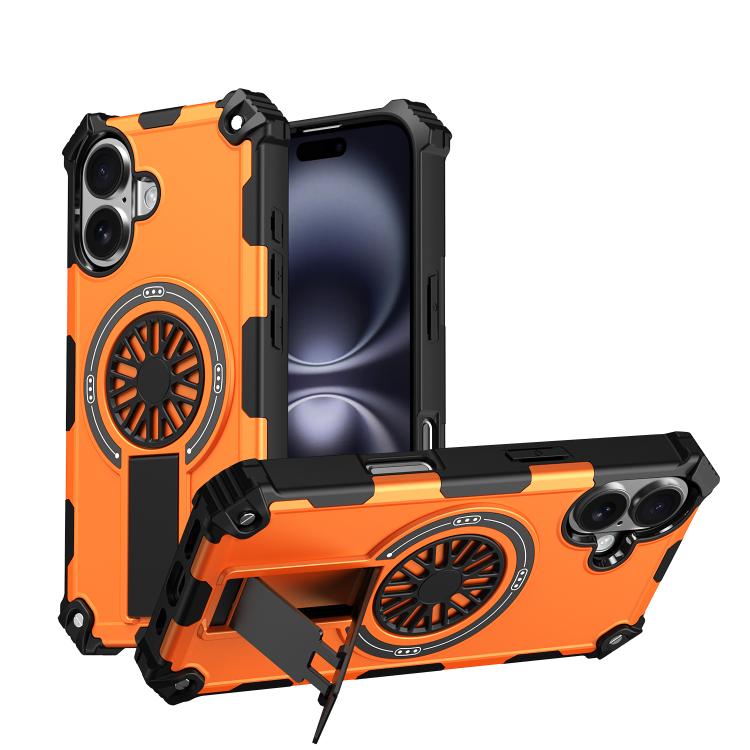 Shockproof Kickstand Metallic Shaft MagSafe Phone Case, For iPhone 16 Pro Max, For iPhone 16 Plus, For iPhone 16