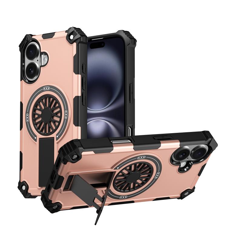 Shockproof Kickstand Metallic Shaft MagSafe Phone Case, For iPhone 16 Pro Max, For iPhone 16 Plus, For iPhone 16