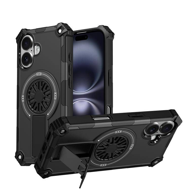 Shockproof Kickstand Metallic Shaft MagSafe Phone Case, For iPhone 15 Pro Max, For iPhone 15 Pro, For iPhone 15