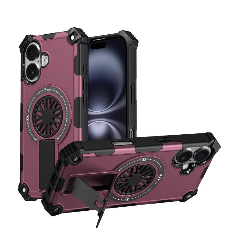 Shockproof Kickstand Metallic Shaft MagSafe Phone Case, For iPhone 16 Pro Max, For iPhone 16 Plus, For iPhone 16