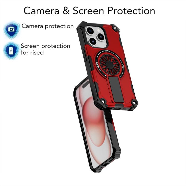 Shockproof Kickstand Metallic Shaft MagSafe Phone Case, For iPhone 16 Pro Max, For iPhone 16 Plus, For iPhone 16