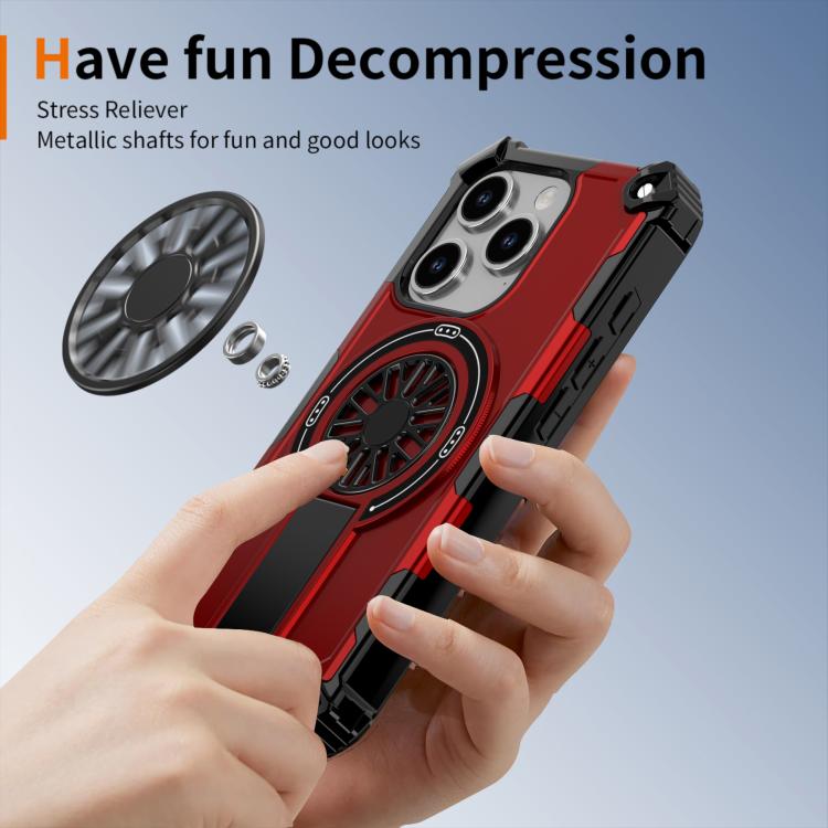 Shockproof Kickstand Metallic Shaft MagSafe Phone Case, For iPhone 16 Pro Max, For iPhone 16 Plus, For iPhone 16