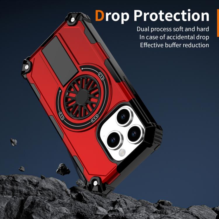 Shockproof Kickstand Metallic Shaft MagSafe Phone Case, For iPhone 16 Pro Max, For iPhone 16 Plus, For iPhone 16