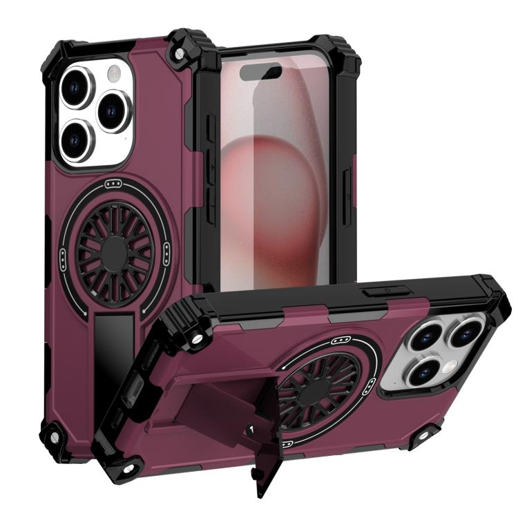 Shockproof Kickstand Metallic Shaft MagSafe Phone Case, For iPhone 15 Pro Max, For iPhone 15 Pro, For iPhone 15