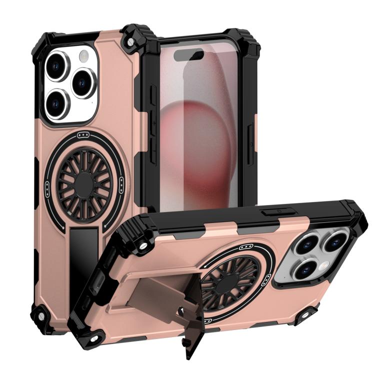 Shockproof Kickstand Metallic Shaft MagSafe Phone Case, For iPhone 16 Pro Max, For iPhone 16 Plus, For iPhone 16