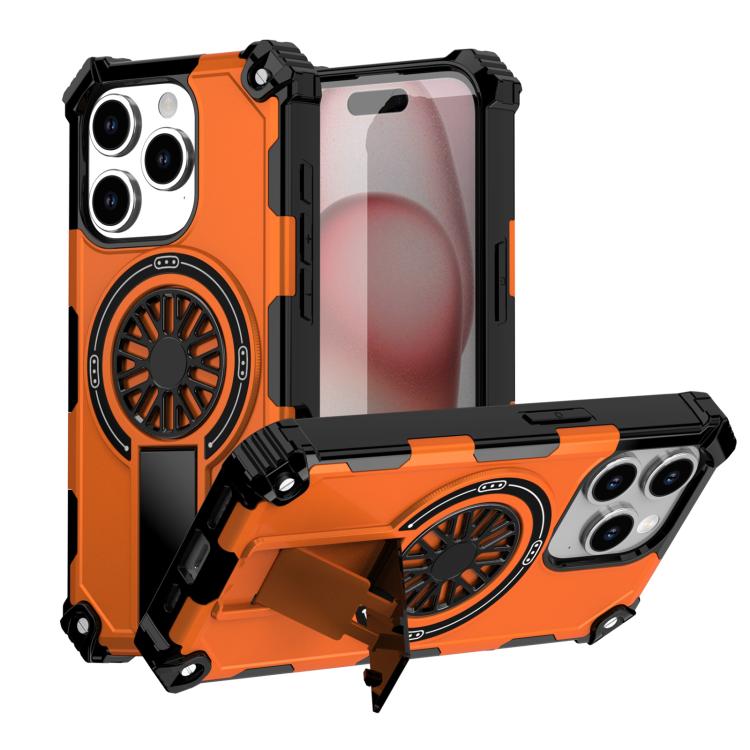 Shockproof Kickstand Metallic Shaft MagSafe Phone Case, For iPhone 15 Pro Max, For iPhone 15 Pro, For iPhone 15