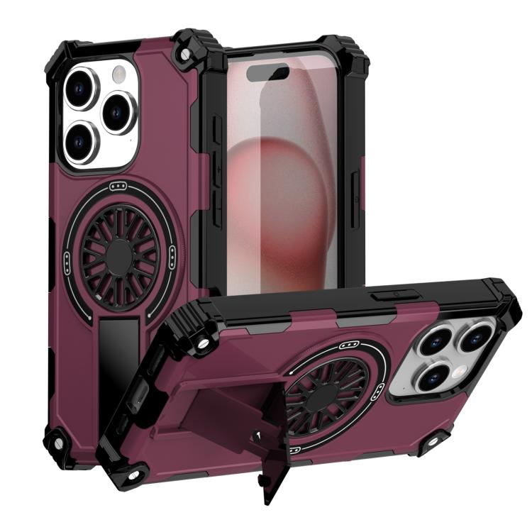 Shockproof Kickstand Metallic Shaft MagSafe Phone Case, For iPhone 15 Pro Max, For iPhone 15 Pro, For iPhone 15