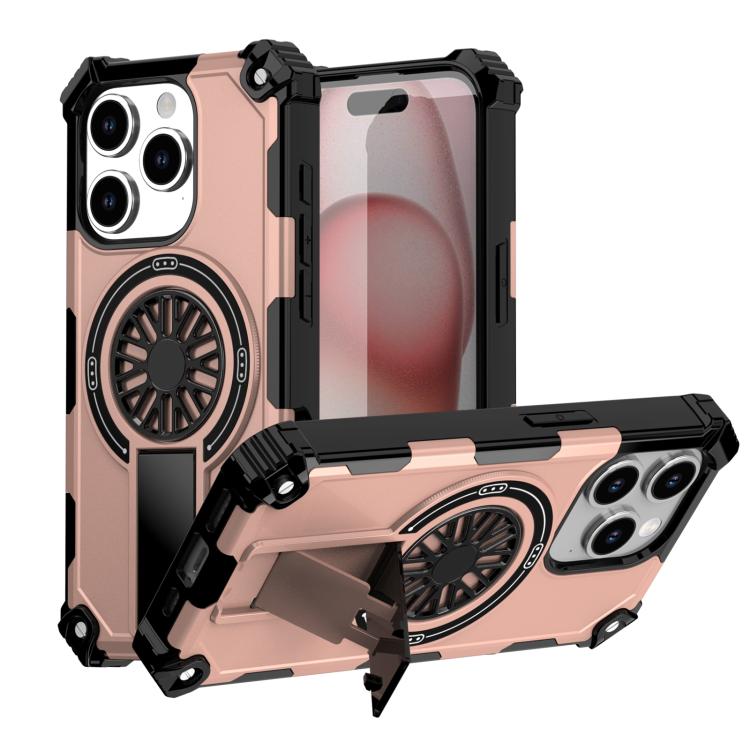 Shockproof Kickstand Metallic Shaft MagSafe Phone Case, For iPhone 15 Pro Max, For iPhone 15 Pro, For iPhone 15