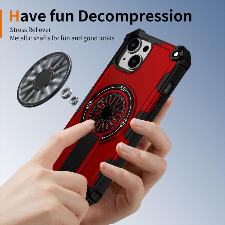 Shockproof Kickstand Metallic Shaft MagSafe Phone Case, For iPhone 14 Plus, For iPhone 14, For iPhone 14 Pro