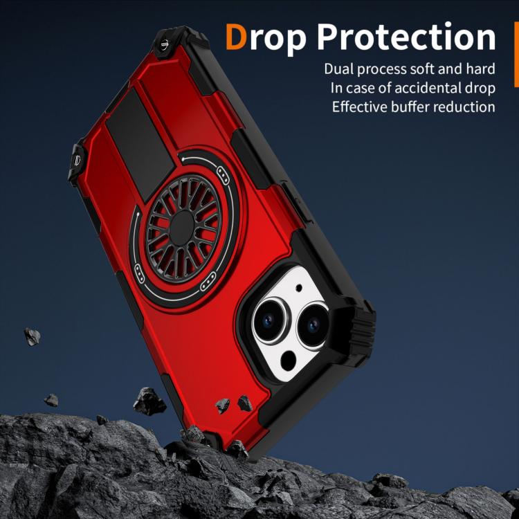 Shockproof Kickstand Metallic Shaft MagSafe Phone Case, For iPhone 14 Plus, For iPhone 14, For iPhone 14 Pro