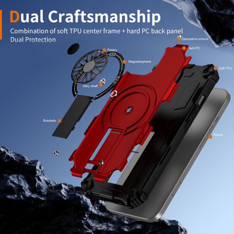 Shockproof Kickstand Metallic Shaft MagSafe Phone Case, For iPhone 14 Plus, For iPhone 14, For iPhone 14 Pro