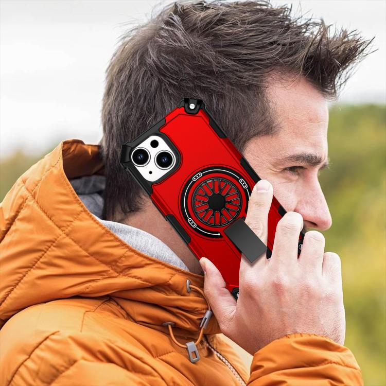 Shockproof Kickstand Metallic Shaft MagSafe Phone Case, For iPhone 14 Plus, For iPhone 14, For iPhone 14 Pro