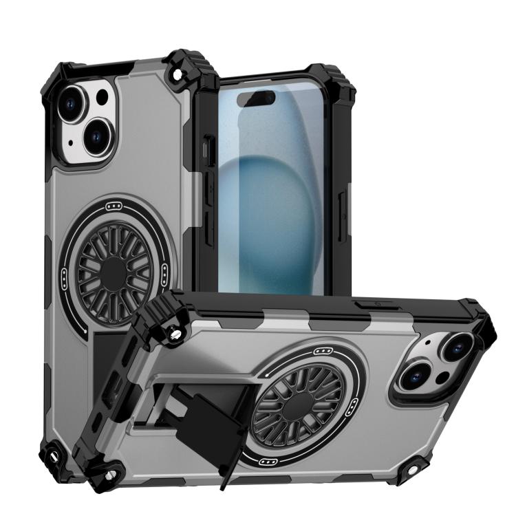 Shockproof Kickstand Metallic Shaft MagSafe Phone Case, For iPhone 16 Pro Max, For iPhone 16 Plus, For iPhone 16