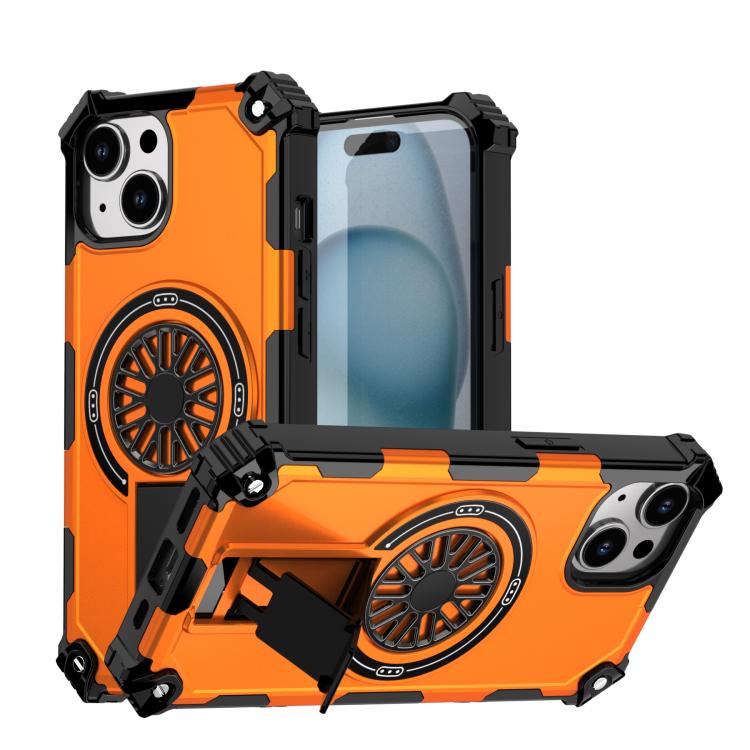 Shockproof Kickstand Metallic Shaft MagSafe Phone Case, For iPhone 14 Plus, For iPhone 14, For iPhone 14 Pro