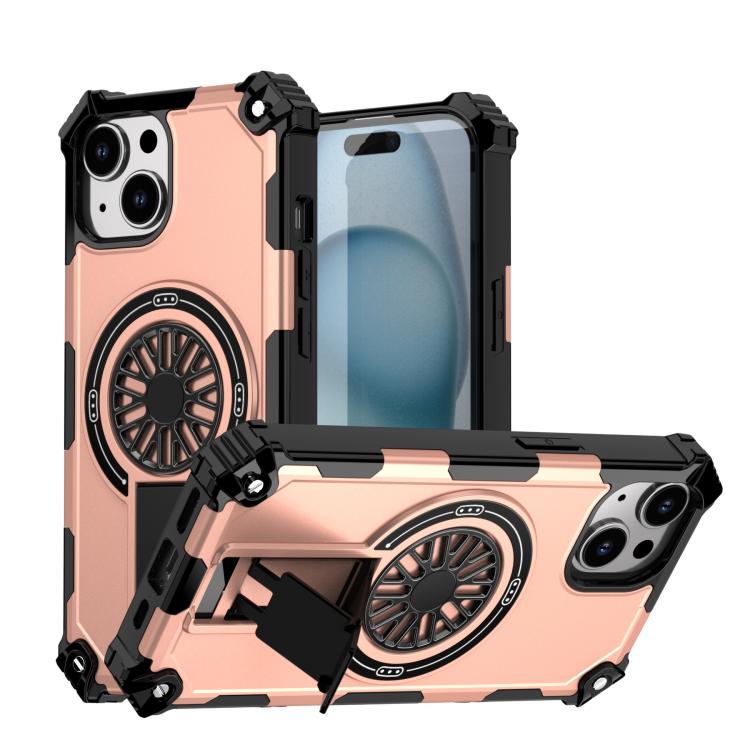 Shockproof Kickstand Metallic Shaft MagSafe Phone Case, For iPhone 14 Plus, For iPhone 14, For iPhone 14 Pro