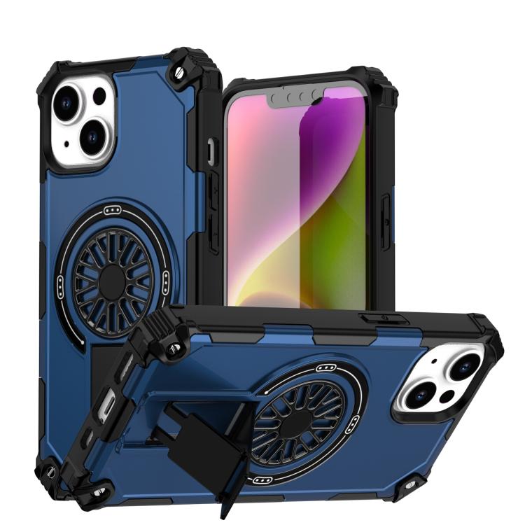 Shockproof Kickstand Metallic Shaft MagSafe Phone Case, For iPhone 14 Plus, For iPhone 14, For iPhone 14 Pro