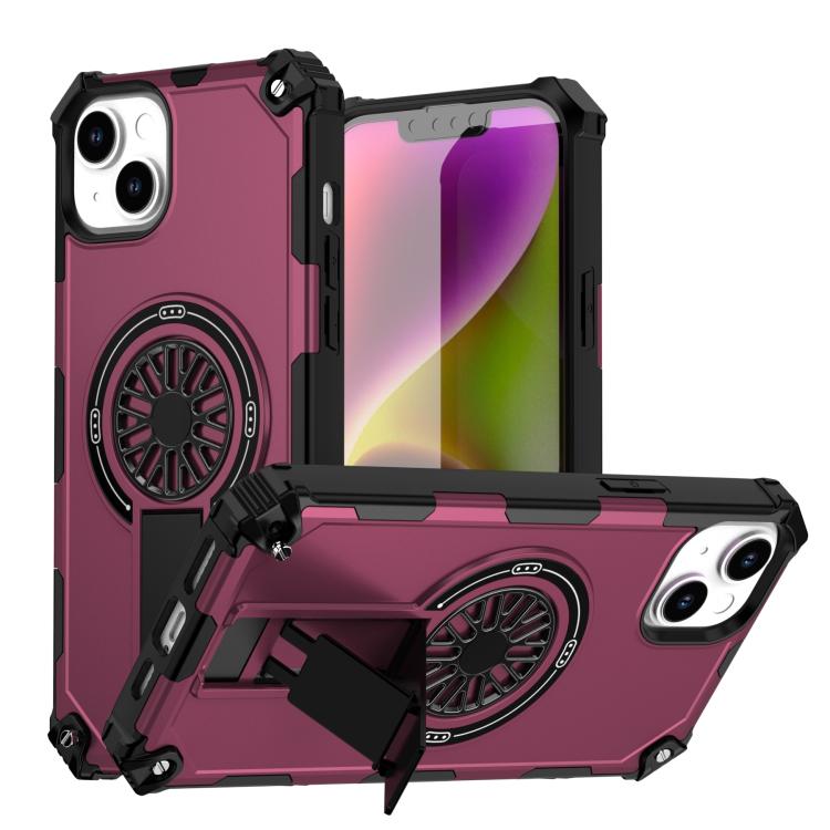 Shockproof Kickstand Metallic Shaft MagSafe Phone Case, For iPhone 14 Plus, For iPhone 14, For iPhone 14 Pro
