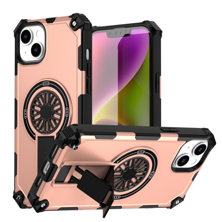 Shockproof Kickstand Metallic Shaft MagSafe Phone Case, For iPhone 14 Plus, For iPhone 14, For iPhone 14 Pro