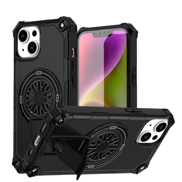 Shockproof Kickstand Metallic Shaft MagSafe Phone Case, For iPhone 14 Plus, For iPhone 14, For iPhone 14 Pro