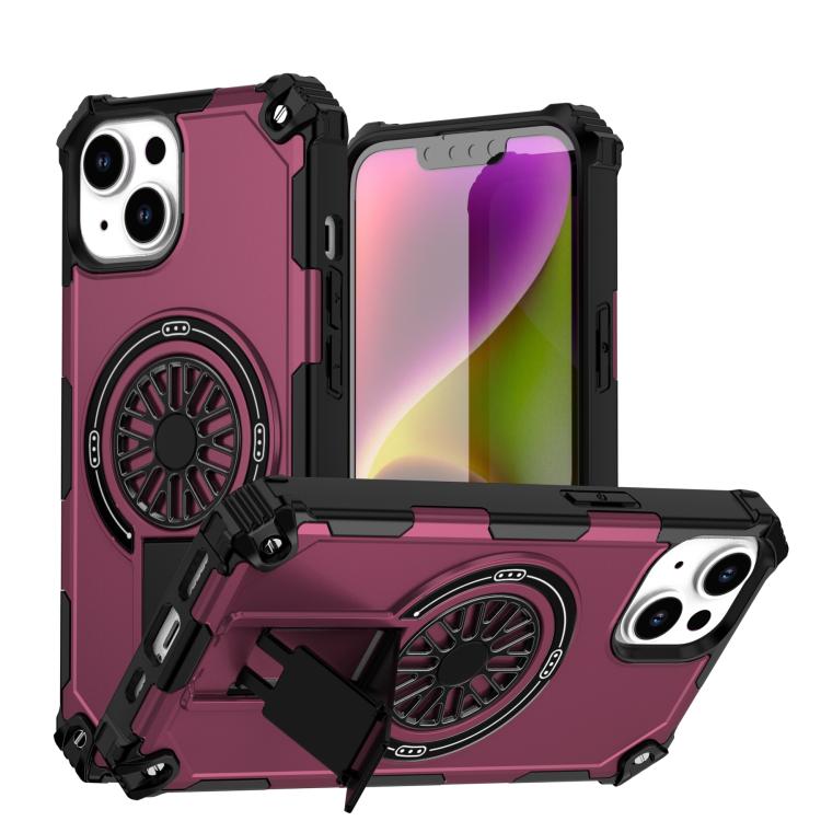 Shockproof Kickstand Metallic Shaft MagSafe Phone Case, For iPhone 14 Plus, For iPhone 14, For iPhone 14 Pro