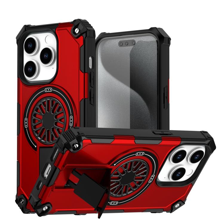 Shockproof Kickstand Metallic Shaft MagSafe Phone Case, For iPhone 15 Pro Max, For iPhone 15 Pro, For iPhone 15