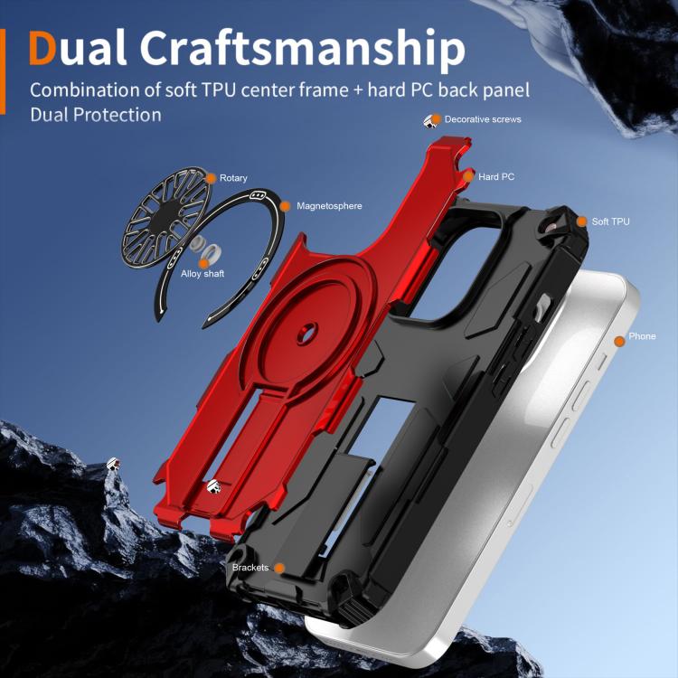 Shockproof Kickstand Metallic Shaft MagSafe Phone Case, For iPhone 14 Pro Max, For iPhone 13 Pro Max, For iPhone 11