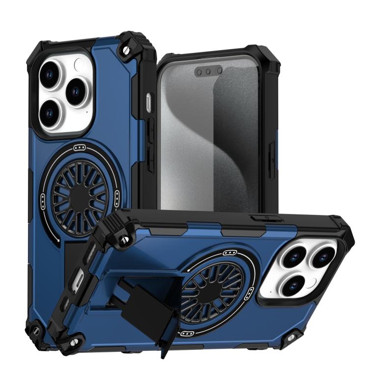 Shockproof Kickstand Metallic Shaft MagSafe Phone Case, For iPhone 15 Pro Max, For iPhone 15 Pro, For iPhone 15