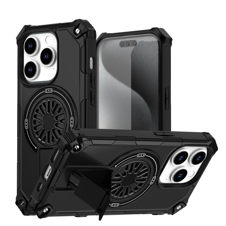 Shockproof Kickstand Metallic Shaft MagSafe Phone Case, For iPhone 15 Pro Max, For iPhone 15 Pro, For iPhone 15