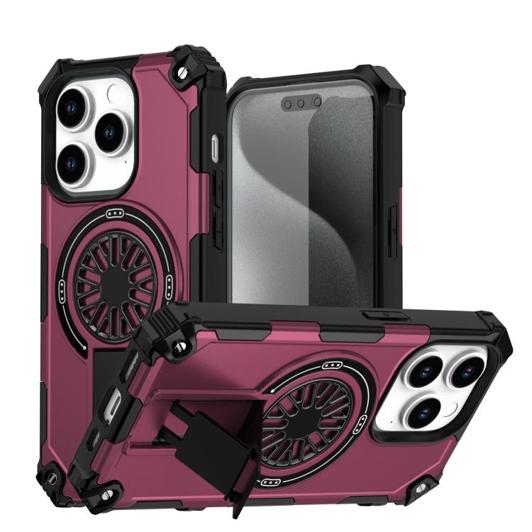 Shockproof Kickstand Metallic Shaft MagSafe Phone Case, For iPhone 15 Pro Max, For iPhone 15 Pro, For iPhone 15