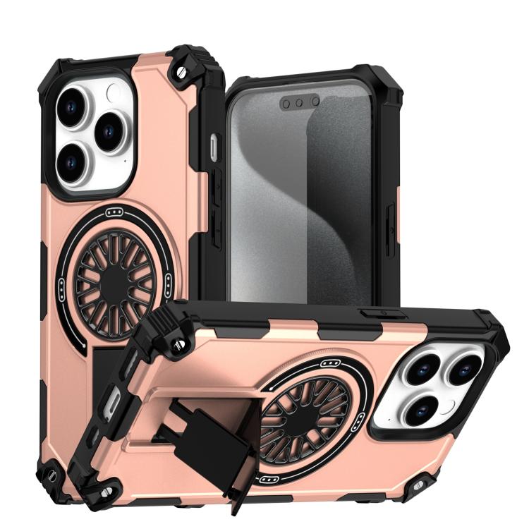 Shockproof Kickstand Metallic Shaft MagSafe Phone Case, For iPhone 15 Pro Max, For iPhone 15 Pro, For iPhone 15