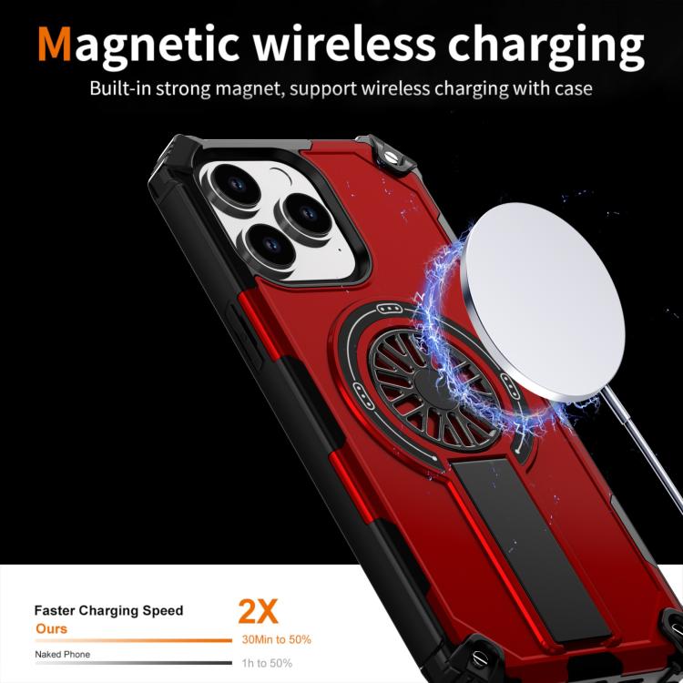Shockproof Kickstand Metallic Shaft MagSafe Phone Case, For iPhone 14 Plus, For iPhone 14, For iPhone 14 Pro
