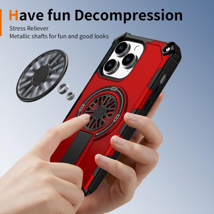 Shockproof Kickstand Metallic Shaft MagSafe Phone Case, For iPhone 14 Plus, For iPhone 14, For iPhone 14 Pro