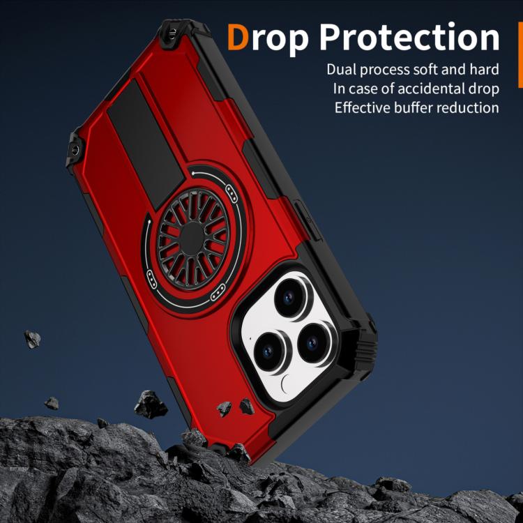 Shockproof Kickstand Metallic Shaft MagSafe Phone Case, For iPhone 14 Plus, For iPhone 14, For iPhone 14 Pro