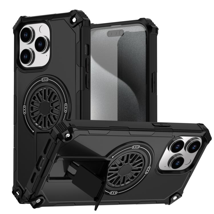 Shockproof Kickstand Metallic Shaft MagSafe Phone Case, For iPhone 14 Plus, For iPhone 14, For iPhone 14 Pro