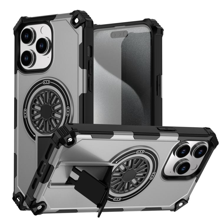 Shockproof Kickstand Metallic Shaft MagSafe Phone Case, For iPhone 14 Plus, For iPhone 14, For iPhone 14 Pro