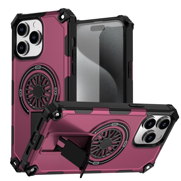 Shockproof Kickstand Metallic Shaft MagSafe Phone Case, For iPhone 14 Plus, For iPhone 14, For iPhone 14 Pro