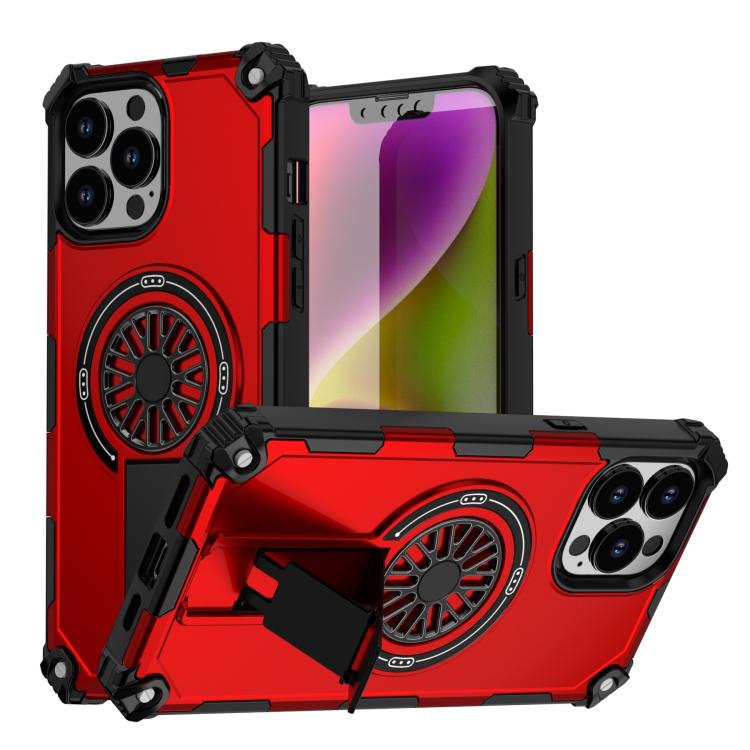 Shockproof Kickstand Metallic Shaft MagSafe Phone Case, For iPhone 14 Plus, For iPhone 14, For iPhone 14 Pro