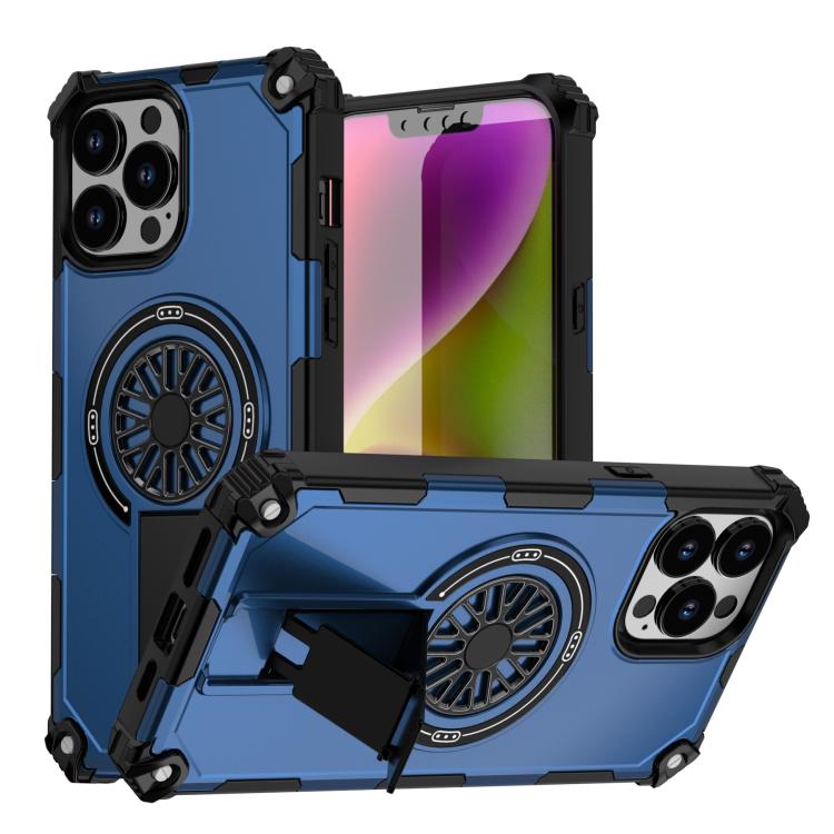 Shockproof Kickstand Metallic Shaft MagSafe Phone Case, For iPhone 14 Plus, For iPhone 14, For iPhone 14 Pro