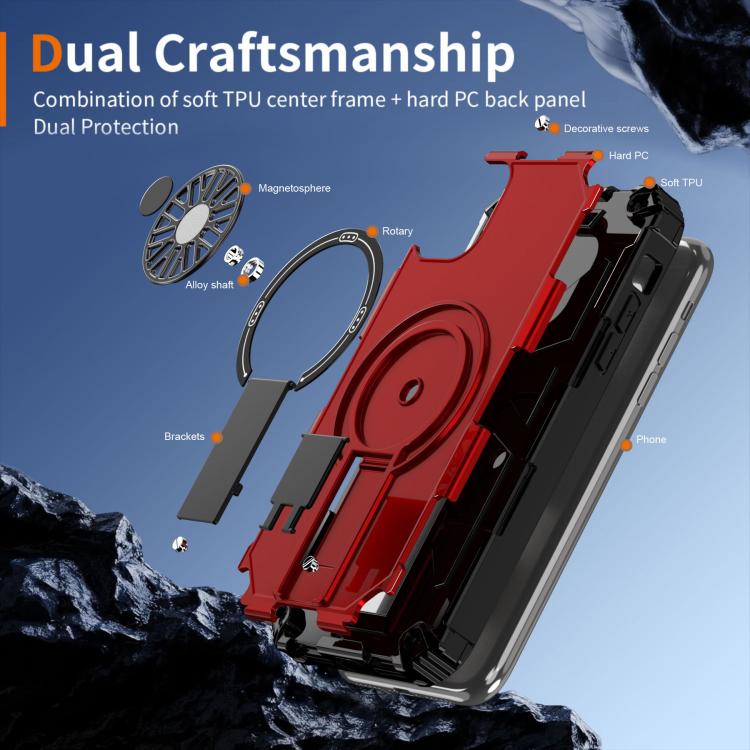 Shockproof Kickstand Metallic Shaft MagSafe Phone Case