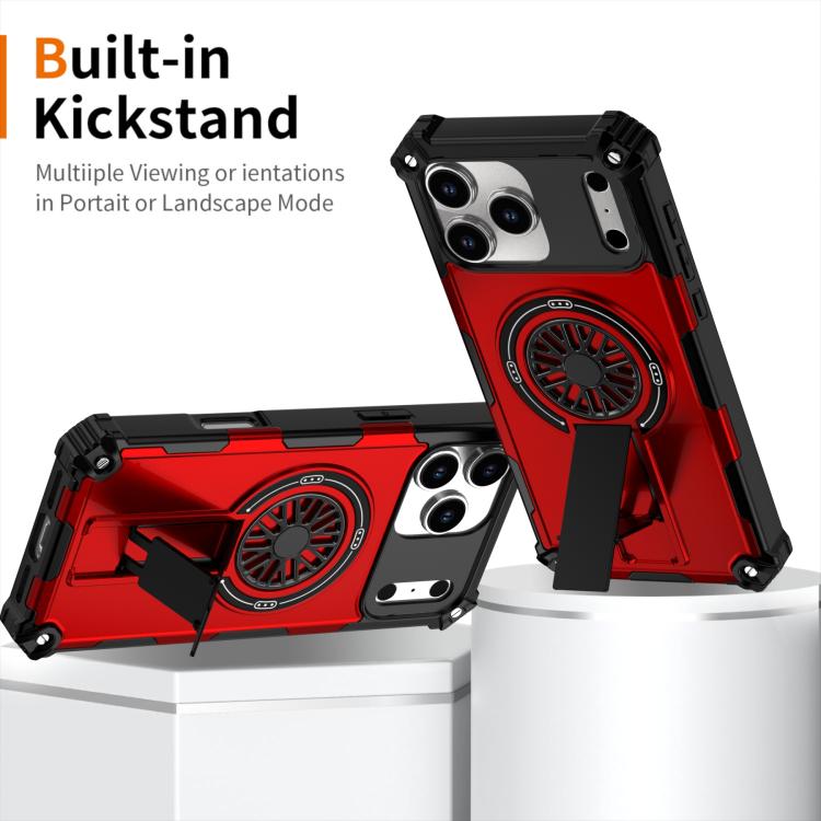 Shockproof Kickstand Metallic Shaft MagSafe Phone Case, For iPhone 17 Pro Max, For iPhone 17 Pro, For iPhone 17