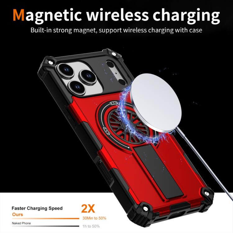 Shockproof Kickstand Metallic Shaft MagSafe Phone Case, For iPhone 17 Pro Max, For iPhone 17 Pro, For iPhone 17